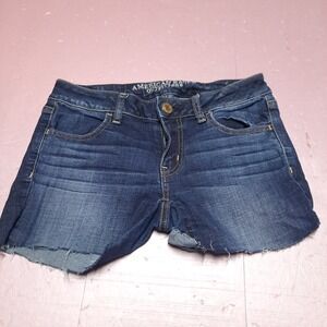 American Eagle Shorts Women 2 Blue Cut Offs Denim Jean Jorts Ladies Stretch